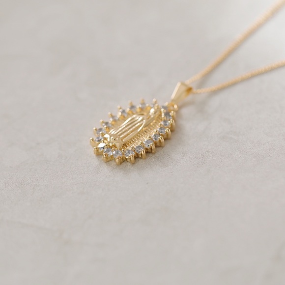 Crystal Virgin Mary Necklace | 18k Gold Filled - Picture 2 of 5